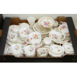 A ROYAL CROWN DERBY POSIES PATTERN TEA SERVICE, TO INCLUDE CUPS OF DIFFERENT SHAPES AND SIZES,
