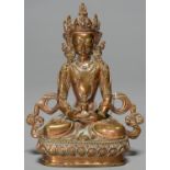 A SOUTH EAST ASIAN BRONZE SCULPTURE OF A BODHISATTVA, 19TH C, SEALED, 14CM H Condition report