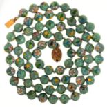 A NECKLACE OF CHINESE CLOISONNE ENAMEL BEADS, GILTMETAL CLASPS, 75CM L Condition report  Good