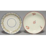 TWO PINXTON SAUCERS, PATTERNS 1 (RED SPRIG) AND 9, C1800 Condition report  Pattern 1 saucer with