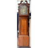 AN ENGLISH OAK THIRTY HOUR LONGCASE CLOCK, EARLY 19TH C AND LATER, THE BREAKARCHED BRASS DIAL WITH