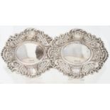 A PAIR OF ELIZABETH II DIE STAMPED SILVER SWEETMEAT DISHES, 15CM L, BY A CHICK & SONS LTD, LONDON