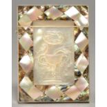 A VICTORIAN MOTHER OF PEARL AND ABALONE CARD CASE, MID 19TH C, ONE SIDE INSET WITH A SHALLOW