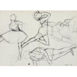 MANNER OF EDOUARD DEGAS, BALLERINAS, SIGNED S ANDRE AND DATED 1903, PEN AND INK ON TWO SHEETS