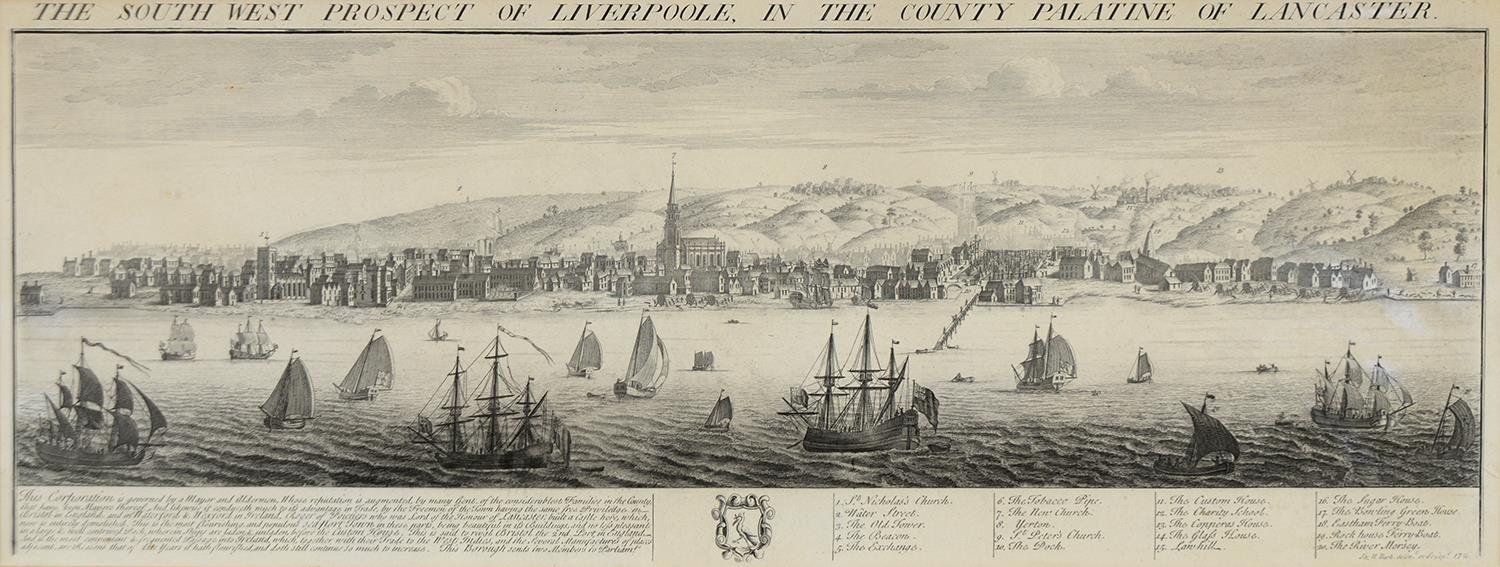 MISCELLANEOUS PICTURES AND PRINTS, INCLUDING THE SOUTHWEST PROSPECT OF LIVERPOOL, REPRODUCTION MAP