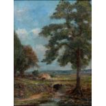 BRITISH SCHOOL, EARLY 20TH C - LANDSCAPE WITH STREAM, OIL ON CANVAS, 59.5 X 44CM Condition report