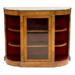 A VICTORIAN WALNUT INLAID AND EBONISED  SIDE CABINET, C1870, OF BREAKFRONT FORM WITH GILTMETAL