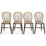 A SET OF FOUR ASH KITCHEN CHAIRS, EARLY 20TH C50 Condition report  All in solid condition, rubbed