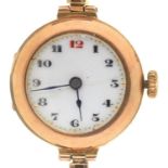A 9CT GOLD LADIES WRISTWATCH, THE EXPANDING BRACELET MARKED 'ENGLISH MADE', 21MM DIAM, IMPORT