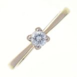 A DIAMOND RING WITH ROUND BRILLIANT CUT DIAMOND IN WHITE GOLD, MARKED 750, 2.5G, SIZE O½ Condition