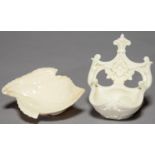 A ROYAL WORCESTER GLAZED PARIAN WATCH STAND OR SIMILAR, 1884, 9CM H, PRINTED MARK AND A ROYAL