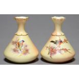 TWO LOCKE & CO WORCESTER PEAR SHAPED VASES, C1902-14, ONE PAINTED AND THE OTHER PRINTED AND