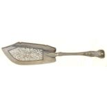 A VICTORIAN SILVER FISH SLICE, FIDDLE PATTERN, BY MARY CHAWNER, LONDON 1838, 5 OZ 8 DWT Light