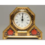 A ROYAL CROWN DERBY OLD IMARI PATTERN OCTAGONAL TIMEPIECE, 1992, 10.5CM H Good condition. Movement