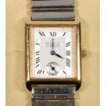 A DREYFUSS & CO 18CT GOLD RECTANGULAR WRISTWATCH, SERIES 1974, NO 850, QUARTZ MOVEMENT, 25 X 22MM,