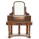 A MAHOGANY MIRROR BACK DRESSING TABLE, 150CM H; 108 X 45CM Minor scuffs and scratches, chip to front