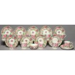 A  CROWN STAFFORDSHIRE BONE CHINA FLORAL COFFEE SET, C1930, SAUCER 12CM DIAM, PRINTED MARK (21) Good