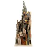 JOHN SKELTON MBE, FRBS (1923-1999) - TOWER OF BABEL, SCULPTURE (CONSTRUCTION), OAK, COPPER, WIRE AND