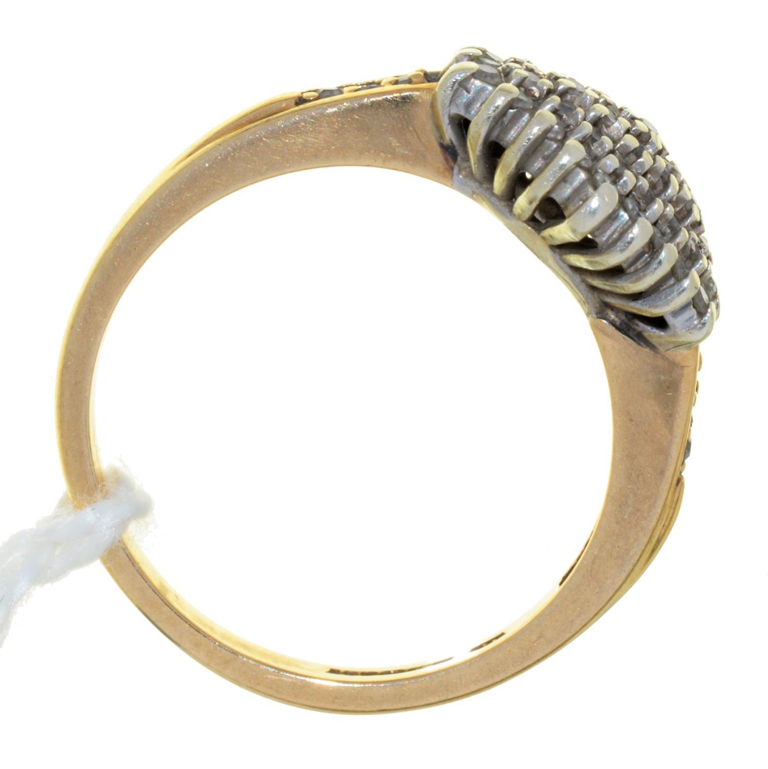 A DIAMOND CLUSTER RING, 9CT GOLD HOOP, 3.6G, SIZE O Dirty but in otherwise good condition - Image 2 of 2