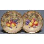 A PAIR OF ROYAL WORCESTER PLATES, POST-1964, PAINTED BY FREEMAN, BOTH SIGNED, WITH AN ALL OVER STILL