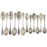 A SET OF SIX VICTORIAN SILVER TEASPOONS, OLD ENGLISH PATTERN, INITIALLED P, BY JOHN ROUND & SON LTD,