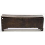 A GEORGE III BOARDED OAK CHEST, THE INTERIOR FITTED WITH A TILL, ON BRACKET FEET, 41CM H; 120 X 33CM