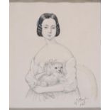 NORTHERN EUROPEAN SCHOOL, 1845 - PORTRAIT OF A LADY WITH A LAP DOG, SIGNED (...BERGHEN) AND DATED,
