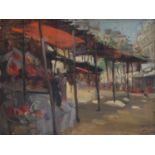 ELLA MARY BANKS, NÉE COATES (1884-1937) - A SUNLIT MARKET, OIL ON PANEL, 30 X 40CM Entirely original