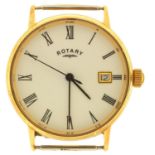 A ROTARY  9CT GOLD GENTLEMAN'S WRISTWATCH, ENGRAVED ON THE BACK Presented to Roy Collin in