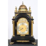A GILT BRASS MOUNTED AND EBONISED BRACKET CLOCK, LATE 19TH C, THE BREAKARCHED DIAL WITH MATTED