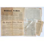 19TH CENTURY BRITISH NEWSPAPERS.  FOUR, COMPRISING THE BRITISH PRESS OR MORNING LITERARY