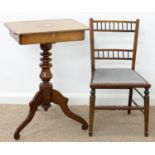 A FRENCH  MAHOGANY TRIPOD TABLE, C1870, THE OBLONG TOP FITTED WITH A DRAWER, ON KNOPPED BALUSTER