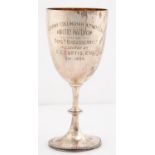 A VICTORIAN SILVER CUP, ENGRAVED F COMPANY (COLLINGHAM) 4TH NOTTS R V MONTHLY MATCH CUP WON BY