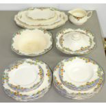 AN ALFRED MEAKIN FLORAL BORDERED HARMONY DINNER SERVICE, C1930, PRINTED MARK Good condition