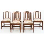 A SET OF SIX VICTORIAN OAK DINING CHAIRS, SEAT HEIGHT 43CM  Minor scuffs and scratches consistent