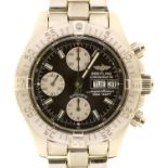 A BREITLING STAINLESS STEEL AUTOMATIC GENTLEMAN'S WRISTWATCH, SUPEROCEAN, NO 759137 (ON CASE