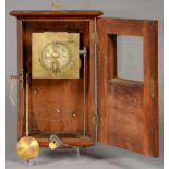 RAILWAY INTEREST. A RARE MAHOGANY AND MAHOGANY STAINED NIGHTWATCHMAN'S WALL TIMEPIECE FOR THE