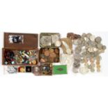 MISCELLANEOUS COINS AND COSTUME JEWELLERY, ETC.