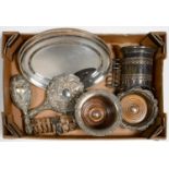 AN EPNS WINE COASTER IN REGENCY STYLE, A BOTTLE COASTER, SYPHON COASTER, THREE TOAST RACKS, HAND