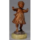 A FRENCH FIN DE SIECLE BRONZED SPELTER STATUETTE OF BLIND MAN'S BUFF, C1900, ON TURNED ONYX BASE,