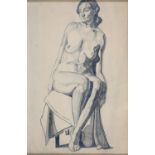 CLAUDE PRICE (FL. MID 20TH C) - SEATED FEMALE NUDES, A SET OF THREE, ALL SIGNED, PENCIL, 40.5 X 27CM