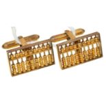 A PAIR OF GOLD ABACUS CUFFLINKS, 13 X 22MM, MARKED 14K, 9.2G Good condition
