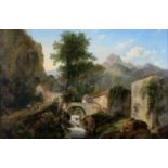 ATTRIBUTED TO FREDERICK WATERS  WATTS  (1800-1870)   VILLAGE SCENE PERHAPS IN TICINO, WITH SIGNATURE