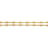 AN 18CT GOLD BATON-AND-OVAL LINK WATCH CHAIN, IN VICTORIAN STYLE, 47CM L, SHEFFIELD 1999, 36G Good
