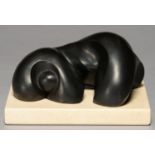 ANITA TOSCANI (1952 - ) - MOTHER AND CHILD, BRONZE, BLACK PATINA, SIGNED (A TOSCANI) ON POLISHED