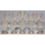 TEN VICTORIAN MOULDED GLASS GOBLETS, MID 19TH C, VARIOUS SIZES Good condition