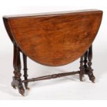 A VICTORIAN WALNUT SUTHERLAND TABLE WITH OVAL TOP, 68CM H; 89 X 102CM Slightly unstable, minor