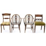 TWO GEORGE IV MAHOGANY DINING CHAIRS AND A PAIR OF REPRODUCTION BEECH WINDSOR CHAIRS Windsor