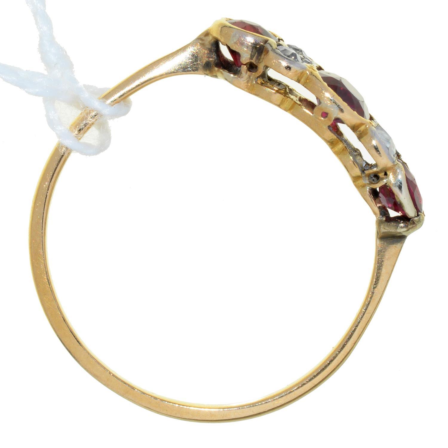 A RUBY AND DIAMOND RING, IN GOLD, 2.4G, SIZE R Wear to settings and hoop. Slight wear to facets of - Image 2 of 2