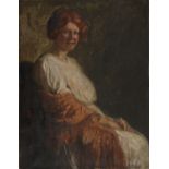 BRITISH SCHOOL, EARLY 20TH C - PORTRAIT OF A LADY, INDISTINCTLY SIGNED, OIL ON CANVAS, 90 X 71CM (